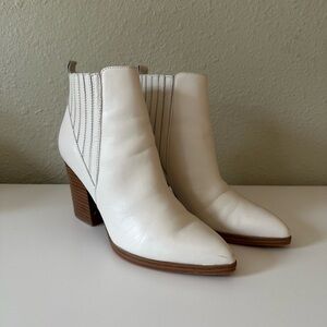 Marc Fisher White Leather Ankle Booties